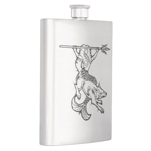Mermaid en Wolf Flask Heupfles (Rechts)