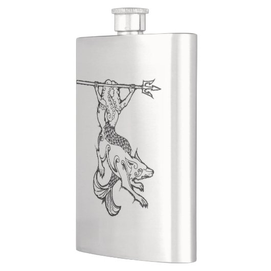 Mermaid en Wolf Flask Heupfles (Links)