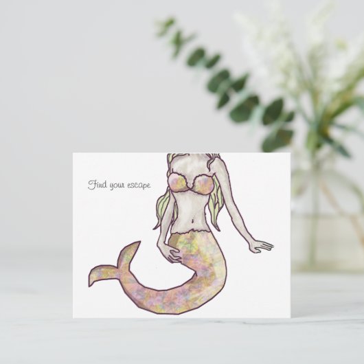 mermaid escape briefkaart (Staand voorkant)