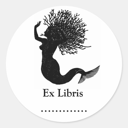 Mermaid Ex Libris Bookplate Sticker (Voorkant)