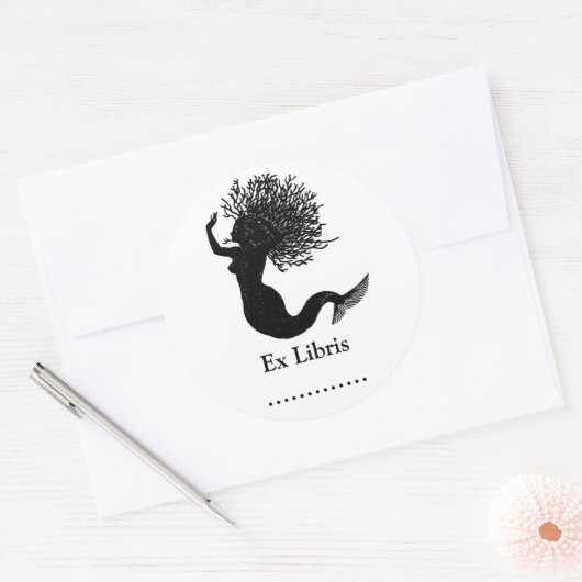 Mermaid Ex Libris Bookplate Sticker (Envelop)