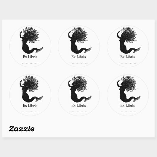 Mermaid Ex Libris Bookplate Sticker (Vel)