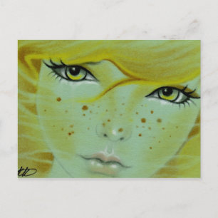 Mermaid face freckles Briefkaart