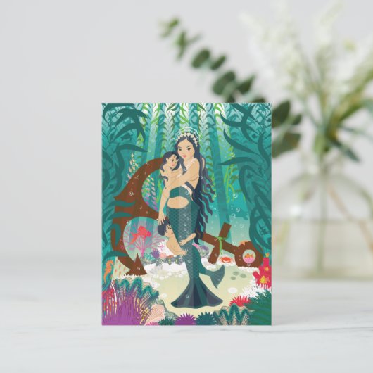 Mermaid Family Briefkaart (Staand voorkant)