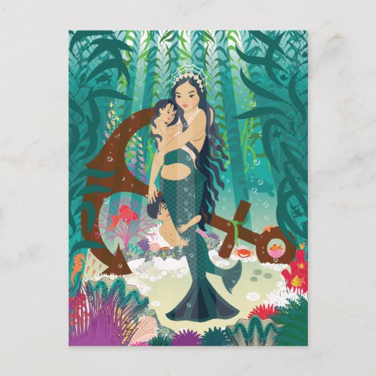 Mermaid Family Briefkaart (Voorkant)