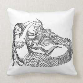 Mermaid Fantasy Art Black White Modern Decor Kussen