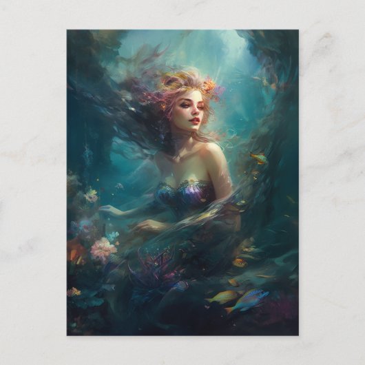 Mermaid Fantasy Art Briefkaart (Voorkant)