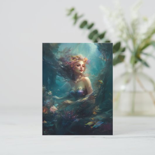 Mermaid Fantasy Art Briefkaart (Staand voorkant)