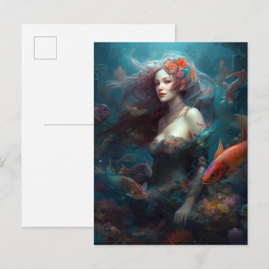 Mermaid Fantasy Art Briefkaart (Voorkant / Achterkant)