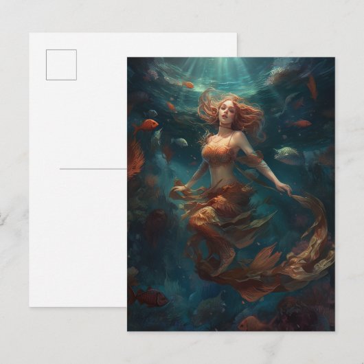 Mermaid Fantasy Art Briefkaart (Voorkant / Achterkant)