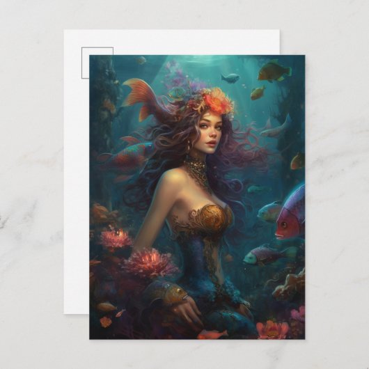 Mermaid Fantasy Art Briefkaart (Voorkant / Achterkant)