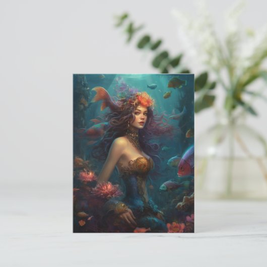 Mermaid Fantasy Art Briefkaart (Staand voorkant)