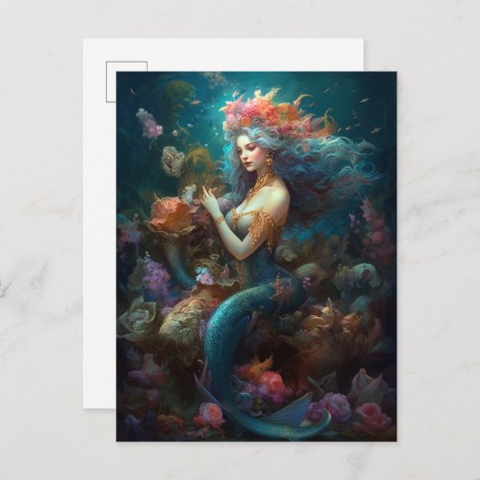 Mermaid Fantasy Art Briefkaart (Voorkant / Achterkant)