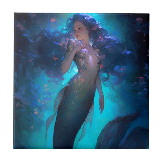Mermaid Fantasy Art Tegeltje (Voorkant)