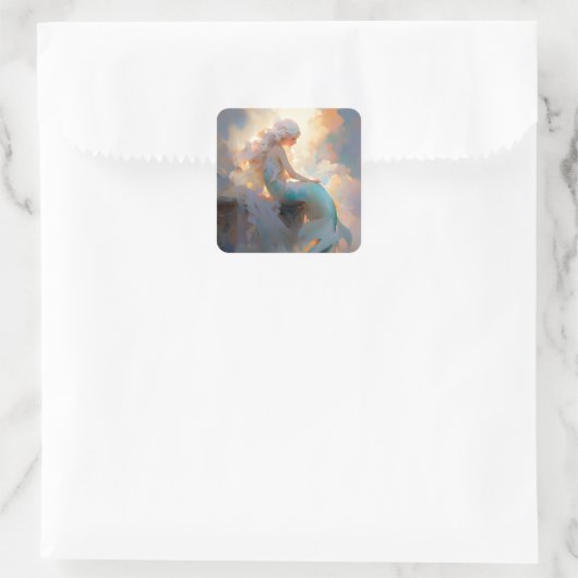 Mermaid Fantasy Art Vierkante Sticker (Tas)
