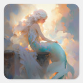 Mermaid Fantasy Art Vierkante Sticker (Voorkant)