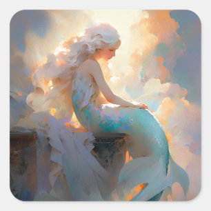 Mermaid Fantasy Art Vierkante Sticker