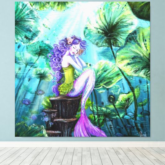 Mermaid Fantasy Canvas Print (Insitu (Houten vloer))