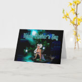 Mermaid - Fantasy Moederdag Kaart (Gele Bloem)