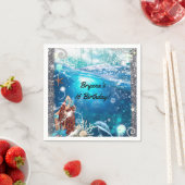 Mermaid Fantasy Red Head Enchanted Verjaardagsfees Servetten (Insitu)