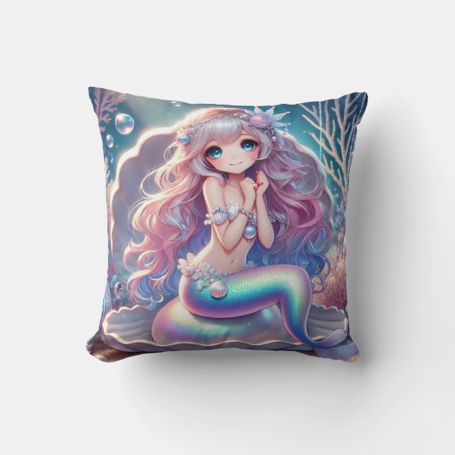 Mermaid Fantasy Square Pillow Kussen (Voorkant)