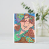Mermaid Fantasy "The Dragonfly Ketting" Art Briefkaart (Staand voorkant)