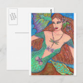 Mermaid Fantasy "The Dragonfly Ketting" Art Briefkaart (Voorkant / Achterkant)
