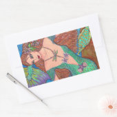 Mermaid Fantasy "The Dragonfly Ketting" Kunst Rechthoekige Sticker (Envelop)