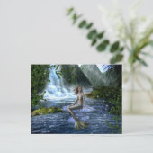 Mermaid Fantasy Waterval Landschap Briefkaart (Staand voorkant)