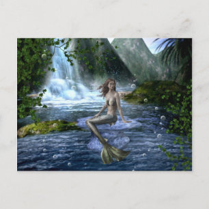 Mermaid Fantasy Waterval Landschap Briefkaart