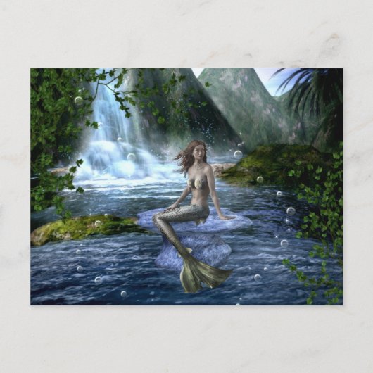 Mermaid Fantasy Waterval Landschap Briefkaart (Voorkant)