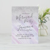 Mermaid Faux Glitter Scales Paarse Birthday Kaart (Staand voorkant)