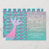 Mermaid Faux Sparkles Paars Birthday Kaart (Voorkant / Achterkant)