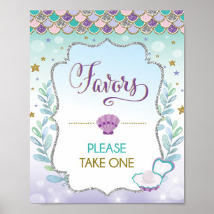 Mermaid Favors Sign Birthday Baby Vrijgezellenfees Poster