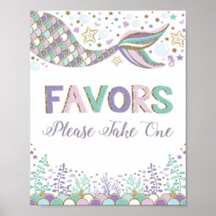 Mermaid Favors Sign Snoep Bar Zee Party Decor Poster