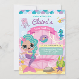 Mermaid First Birthday Aankondiging