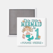 Mermaid First Birthday Magneet (Voorkant / Achterkant)