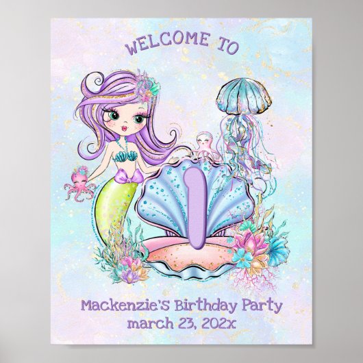 Mermaid First Birthday | Welkom bij Whimsical Poster (Voorkant)