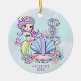Mermaid First Birthday | Whimsical Keepomwille Keramisch Ornament