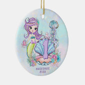 Mermaid First Birthday | Whimsical Keepomwille Keramisch Ornament (Rechts)