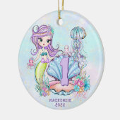 Mermaid First Birthday | Whimsical Keepomwille Keramisch Ornament (Links)