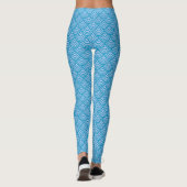 Mermaid Fish Scale Aqua Blue Scallop Cute Patroon Leggings (Achterkant)