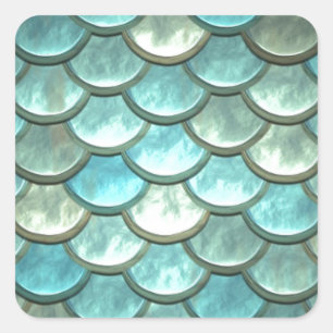 Mermaid Fish Scale Dragon Scale Scale Vierkante Sticker