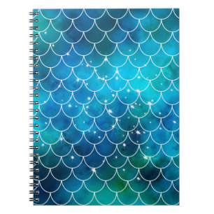 Mermaid Fish Scale Patroon Blue Notitieboek