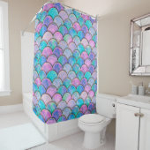 Mermaid fish scale wave japanese seamless pattern. douchegordijn (In situ)