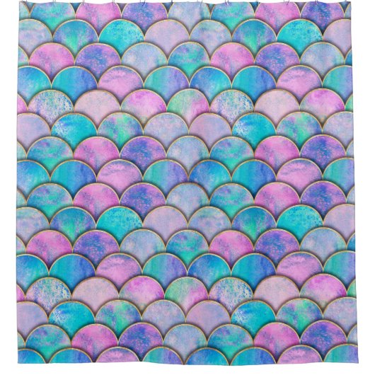 Mermaid fish scale wave japanese seamless pattern. douchegordijn (Voorkant)