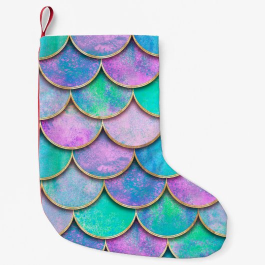 Mermaid fish scale wave japanese seamless pattern. kleine kerstsok (Voorkant)
