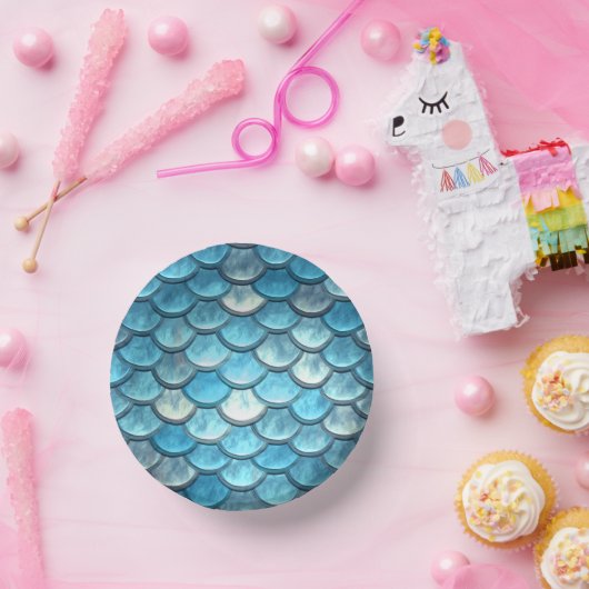 Mermaid Fish Scales Turquoise Party Papieren Kommen (Feest)