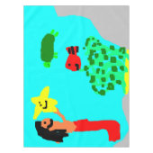 Mermaid Fish Star Turtle Ocean Kinder Art Tableclo Tafelkleed (Voorkant)