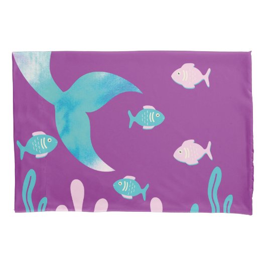 Mermaid Fish Under the Sea Pastel Purple Girls Kussensloop (Voorkant)
